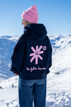 Charger l'image dans la galerie, HOODIE FEMME NAVY "SUNNY ROSE"
